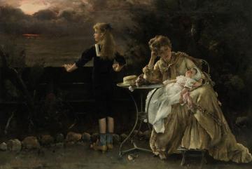 Mother and Children Artwork by Alfred Stevens