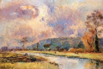 Banks of the Iton at Hondouville, in Autumn Artwork by Albert Lebourg
