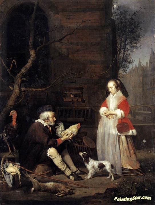 The Poultry Seller Artwork by Gabriel Metsu
