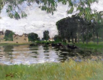 Boats on a Pond Artwork by Pierre Eugène Montézin