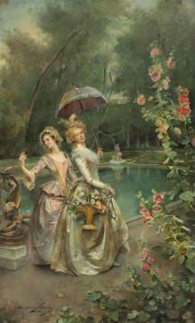 An afternoon stroll Artwork by Madeleine Jeanne Lemaire