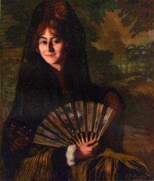 Woman with Fan Artwork by Ignacio Zuloaga y Zabaleta