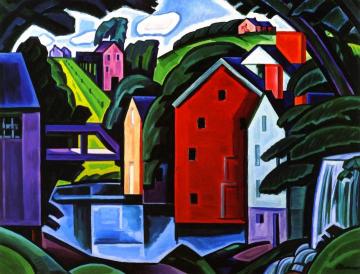 Motive Of Space And Form - A New Jersey Village (montville) Artwork by Oscar Bluemner