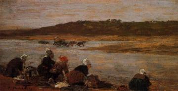 Laundresses on the Banks of the Touques Artwork by Eugène-Louis Boudin