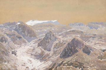 In The Swiss Mountains (in Den Schweizer Bergen) Artwork by Eugen Felix Prosper Bracht
