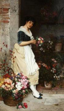 The Italian Flower Girl Artwork by Eugen Von Blaas