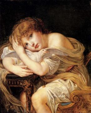 Young Girl With A Pigeon Artwork by Jean-Baptiste Greuze