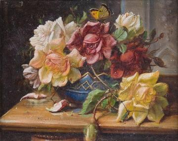 Roses in an ornamental vase Artwork by Hans Zatzka