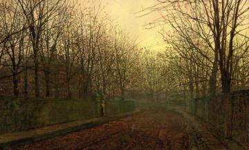 An Autumn Lane Artwork by John Atkinson Grimshaw