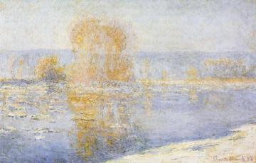 Floating Ice at Bennecourt Artwork by Claude Oscar Monet