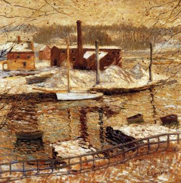 River Scene in Winter Artwork by Ernest Lawson