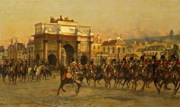 Napoleon And His Staff Reviewing The Mounted Chasseurs Of The Imperial Guard Artwork by Francois Flameng