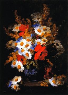 Daisies, Poppies And Cornflowers Artwork by Raoul de Longpre