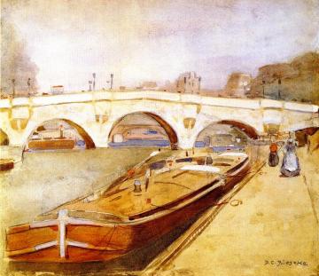 Paris, Pont Neuf with Barges Artwork by Frederick Carl Frieseke