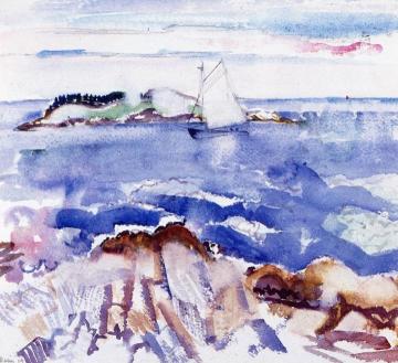 Coastal Scene with Sailboat Artwork by John Marin