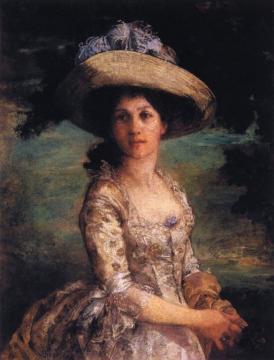 Girl With Violets Artwork by Maria Oakey Dewing