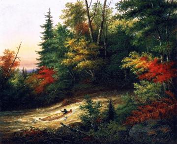 Shooting the Rapids Artwork by Cornelius Krieghoff