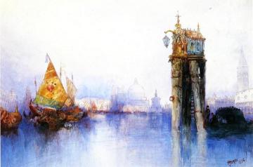 Venetian Canal Scene Artwork by Thomas Moran