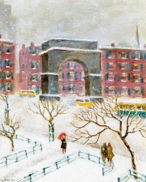 Washington Square, Winter Artwork by Guy Wiggins