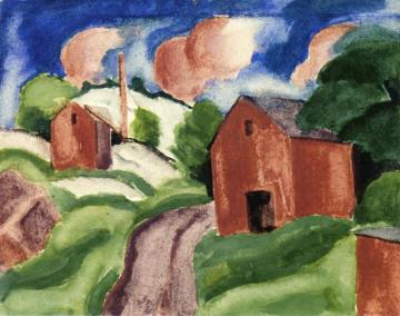 Red Barn Artwork by Oscar Bluemner