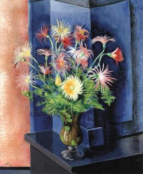 Ferns and Gerbera Daisies Artwork by Moise Kisling