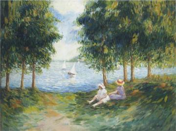 Two Young Girls By The River Eau Artwork by Henri Lebasque