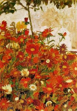 Field Of Flowers Artwork by Egon Schiele