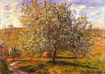 Tree in Flower near Vetheuil Artwork by Claude Oscar Monet