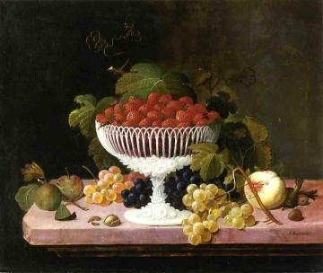 Strawberries and Porcelain Artwork by Severin Roesen
