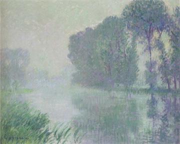 By the Eure River - Afternoon, fog effect Artwork by Gustave Loiseau