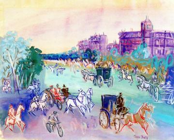 Riders And Carriages Near The Wood Artwork by Jean Dufy
