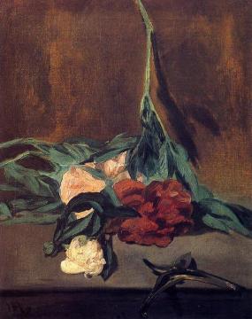 Peony Stems and Pruning Shears Artwork by Edouard Manet