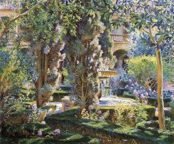 A Garden Courtyard In Granada, Spain Artwork by Wilfred Gabriel De Glehn