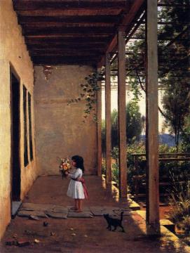 Padre's Porch, San Gabriel Mission Artwork by Virgil Macey Williams