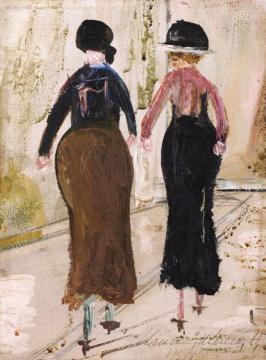 Two Women From Behind Artwork by Maurice Utrillo
