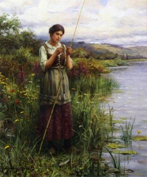 Baiting the Hook Artwork by Daniel Ridgway Knight