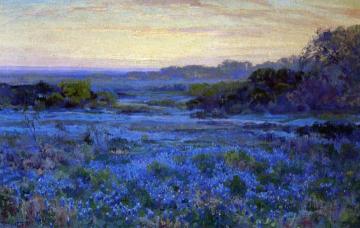 Bluebonnet Scene with a Girl Artwork by Julian Onderdonk