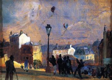 Flying Kites, Montmartre (study) Artwork by William James Glackens