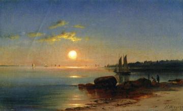 Moonlight on the Long Island Sound Artwork by John Carleton Wiggins