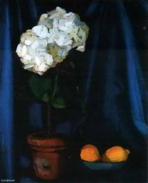 Bouquet of Hortensias and Lemon Artwork by Tamara De Lempicka