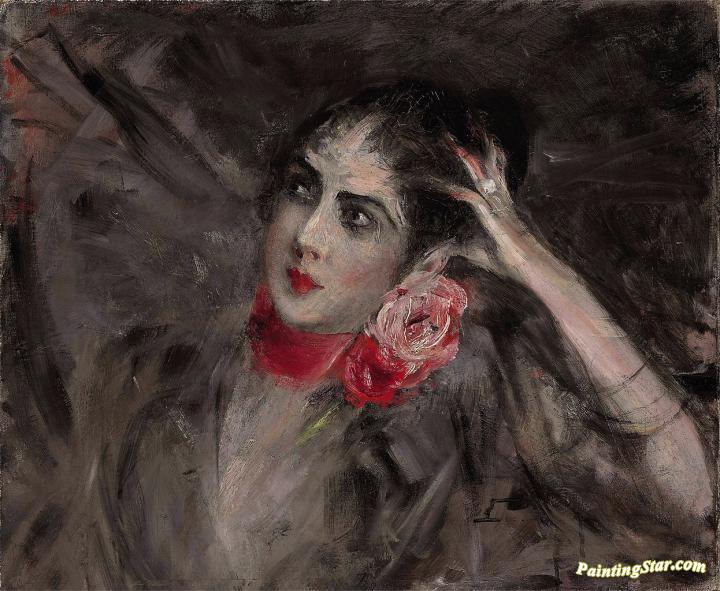 Princes Radziwill with Red Ribbon Artwork by Giovanni Boldini