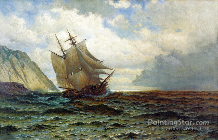 Brigantine Off The Lee Shore Artwork by William Bradford