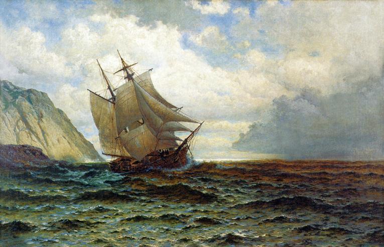 Brigantine Off The Lee Shore Artwork by William Bradford