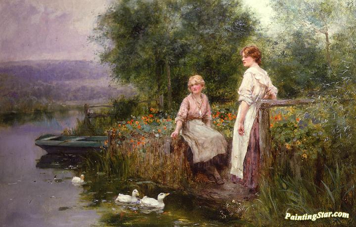 Feeding the Ducks Artwork by Henry John Yeend King