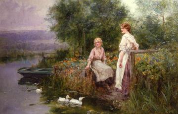 Feeding the Ducks Artwork by Henry John Yeend King