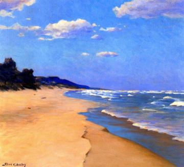 Where Waves And Shoreland Meet Artwork by Frank V. Dudley