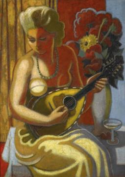 Woman With A Mandolin Artwork by Jean Metzinger