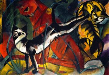 Three Cats Artwork by Franz Marc