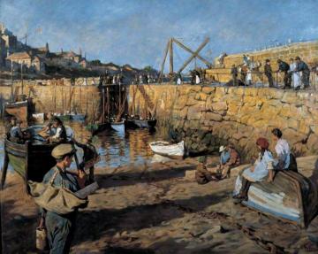 Fitting Out, Mousehole Harbour Artwork by Stanhope Alexander Forbes