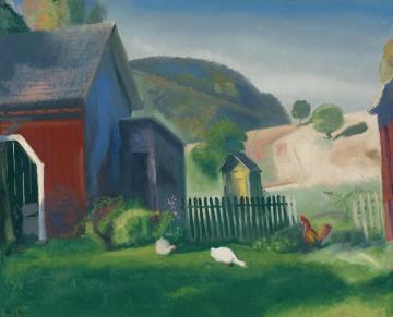 Barnyard And Chickens Artwork by George Wesley Bellows